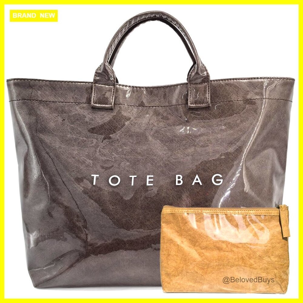 Large PVC Tote Bag with Velcro Closure, Lightweight Work Travel Purse